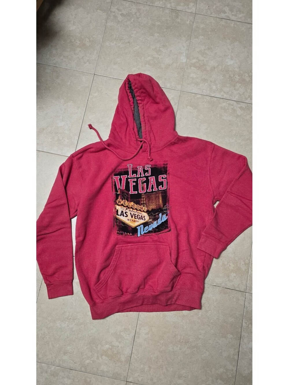 Blue Kay Las Vegas Nevada Graphic Hoodie Large Red